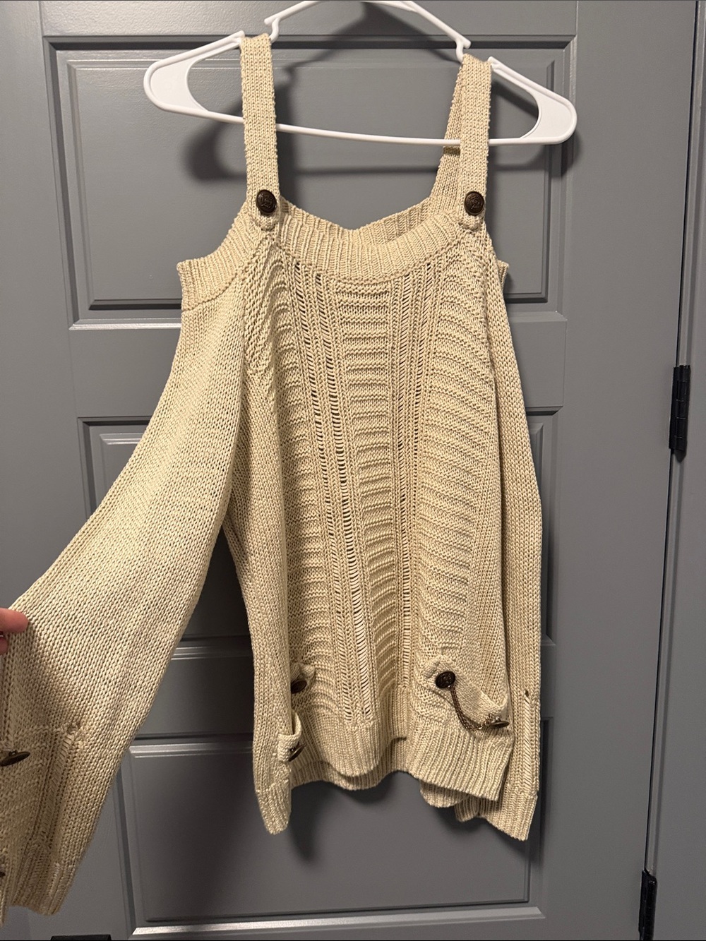 Boston Proper Cold-Shoulder Knit Sweater LARGE